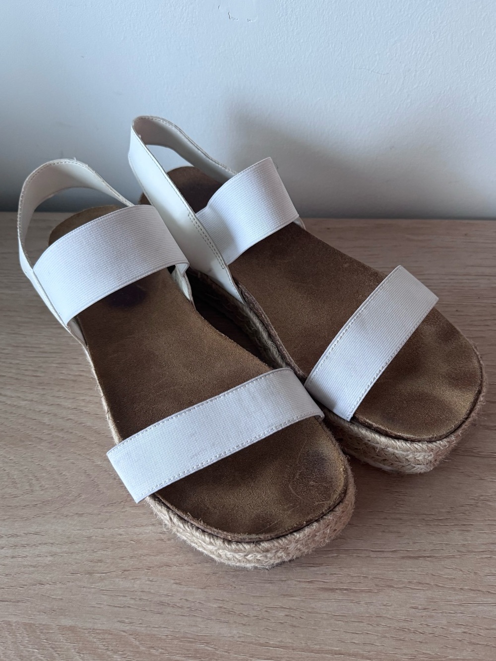 Steve Madden Cream white Strappy Espadrille Platform Sandals